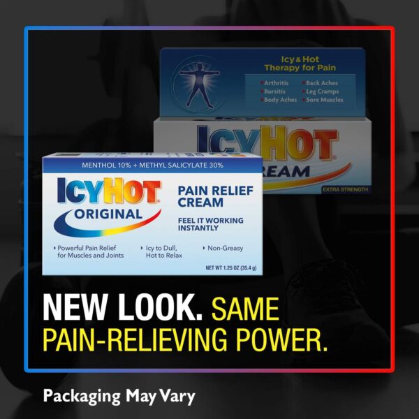 Icy Hot Original Pain Relieving Cream 1.25 oz. Powerful Pain Relief for Muscles & Joints White - Image 8